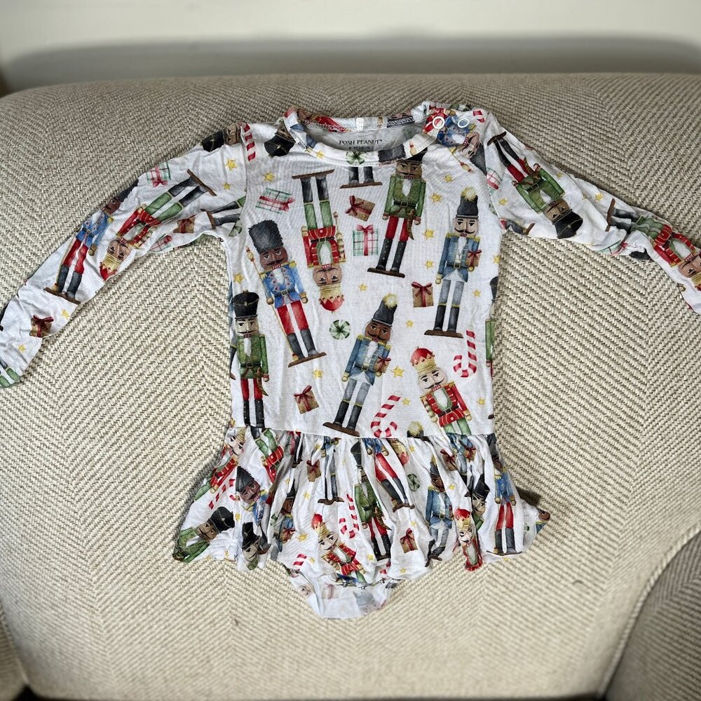 Posh Peanut Christmas Nutcracker Soft Dress Onesie Size 6-12 M